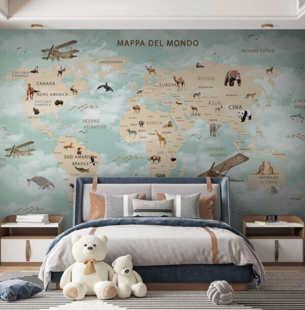 Mapa do mundo com animais Mapa do mundo com animais