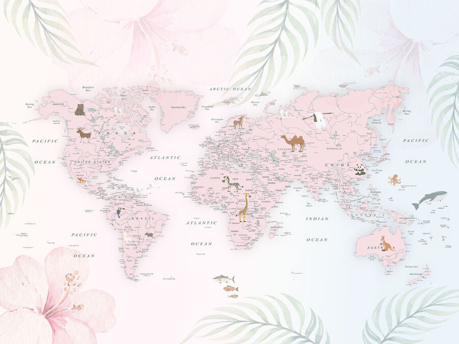 Mapa do mundo com animais