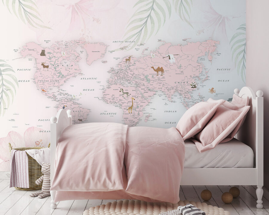 Mapa do mundo com animais