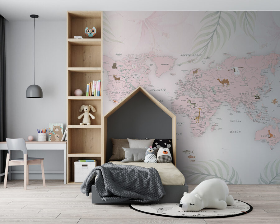 Mapa do mundo com animais