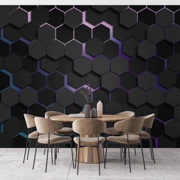 Um grupo de hexágonos pretos Um grupo de hexágonos pretos