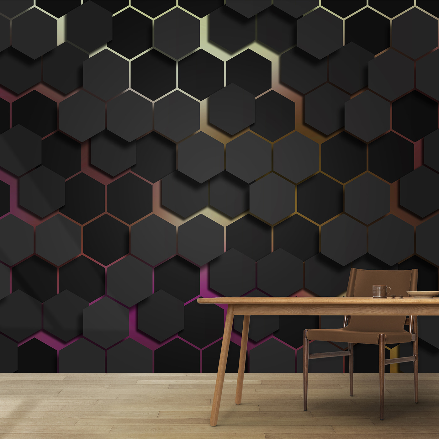 A group of black hexagons A group of black hexagons