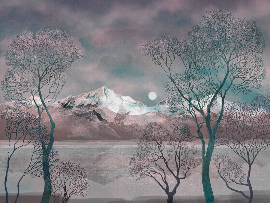 Papel de parede Paisagem com árvores e montanhas - Image 5