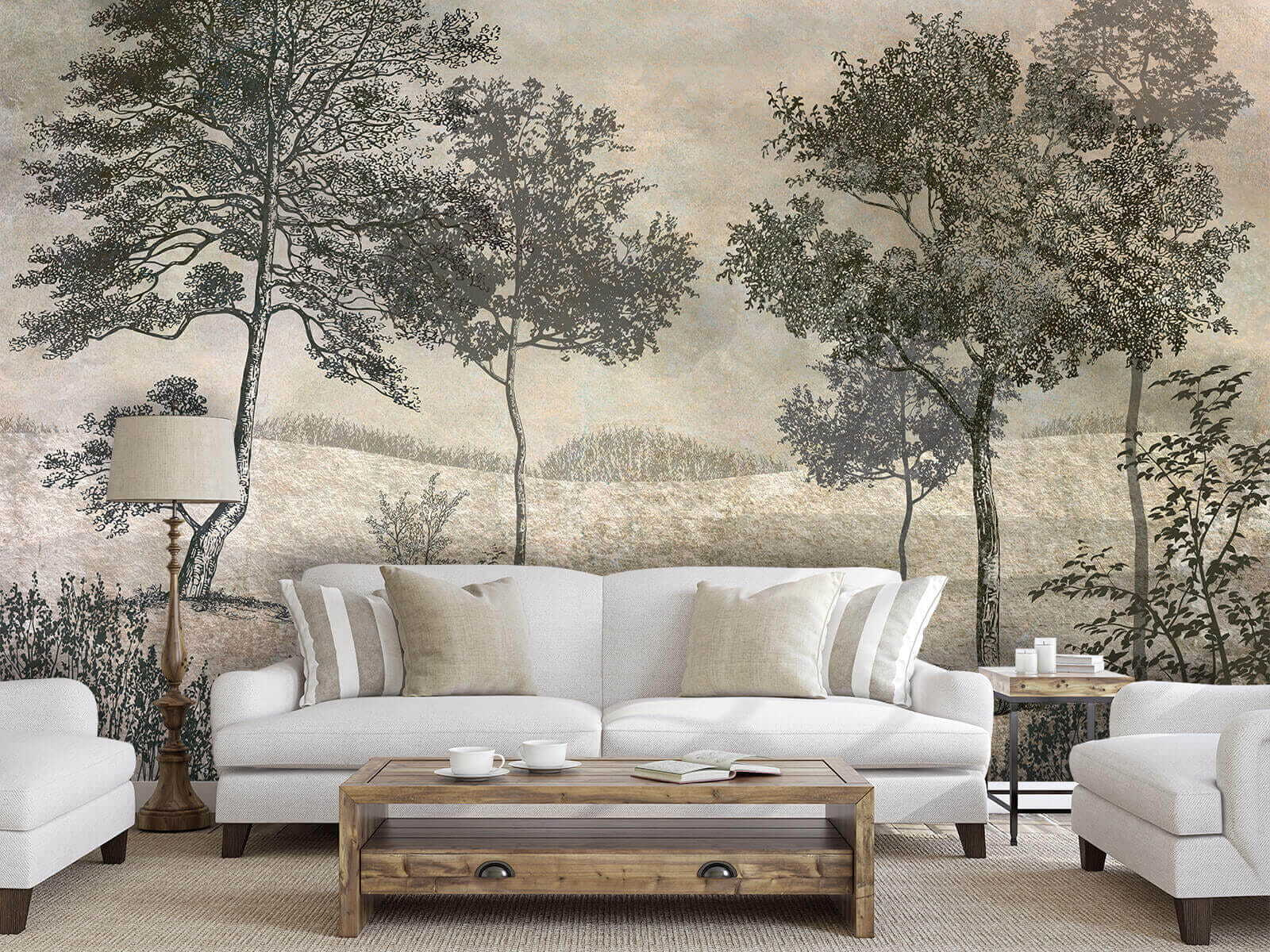 Drawing of trees in a field Drawing of trees in a field