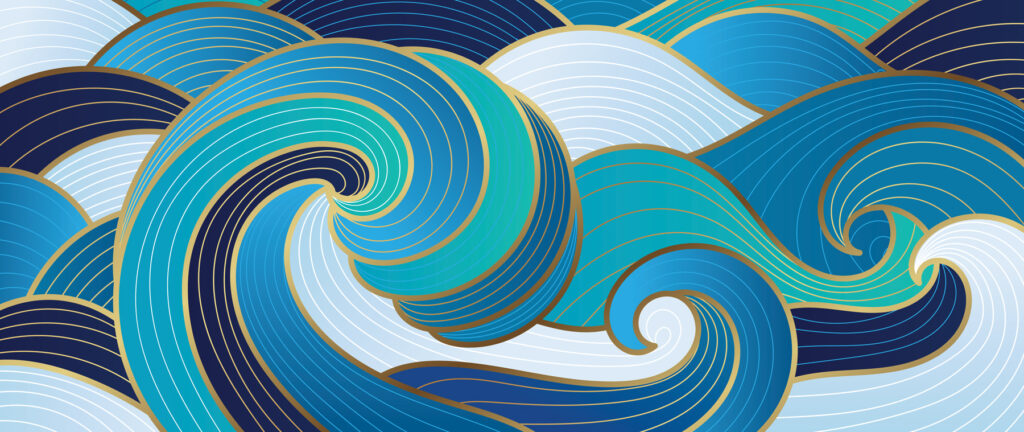 Ondas onduladas azuis e brancas Ondas onduladas azuis e brancas