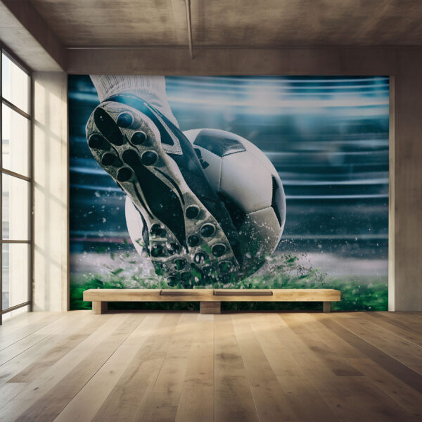Uma bola de futebol a pontapear uma bola Uma bola de futebol a pontapear uma bola