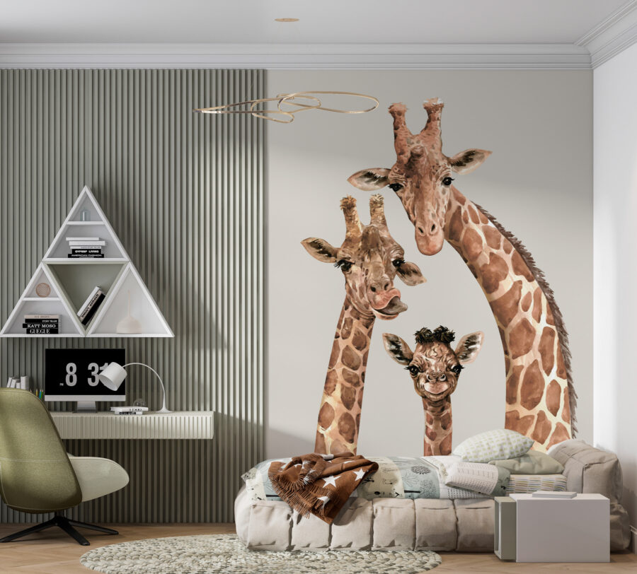 Um grupo de girafas com as cabeças juntas