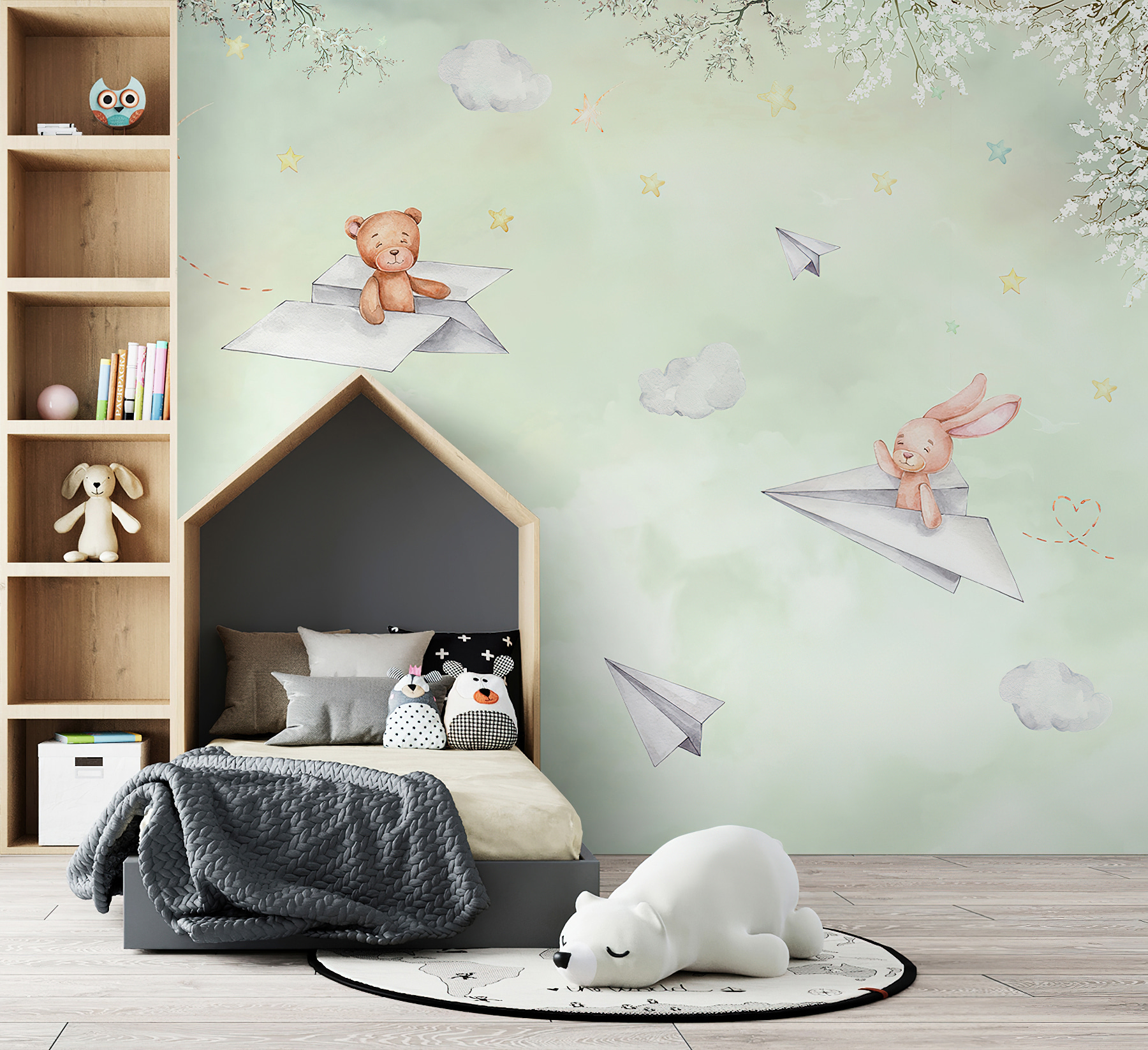 A paper planes and teddy bears