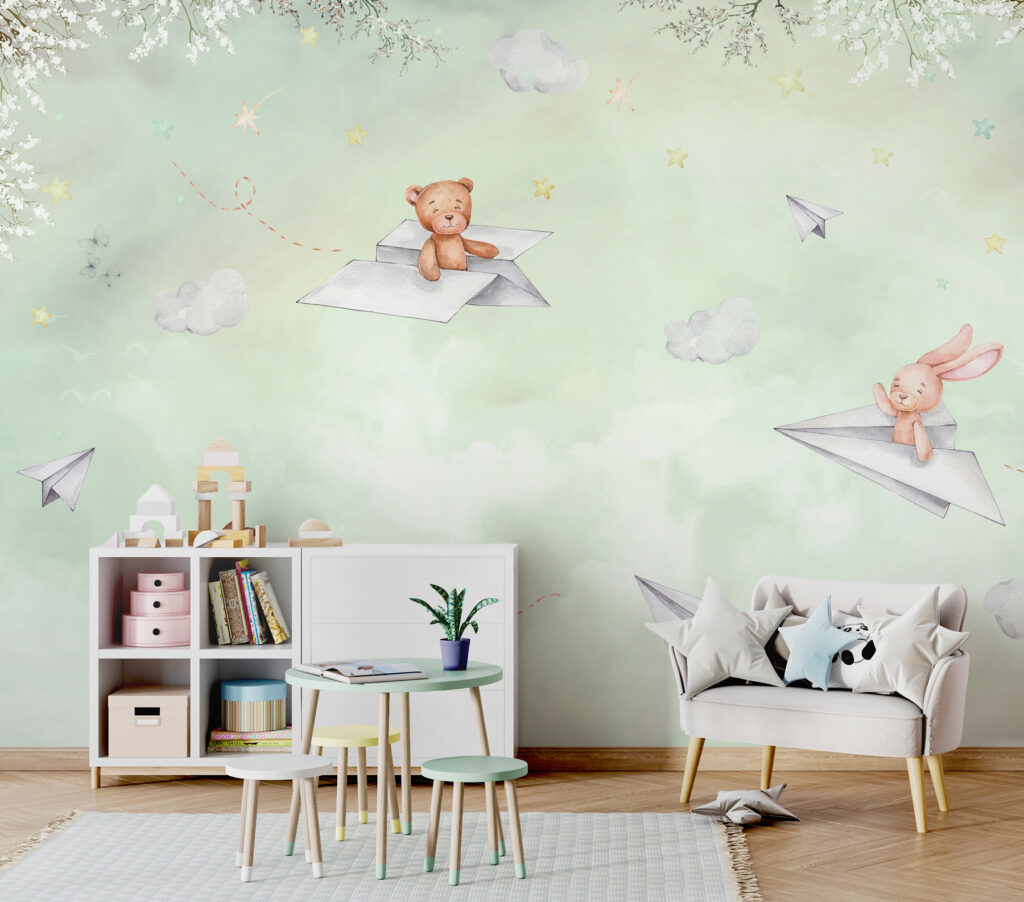 A paper planes and teddy bears