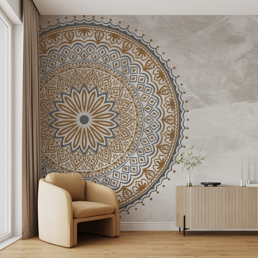 Um padrão circular numa superfície branca