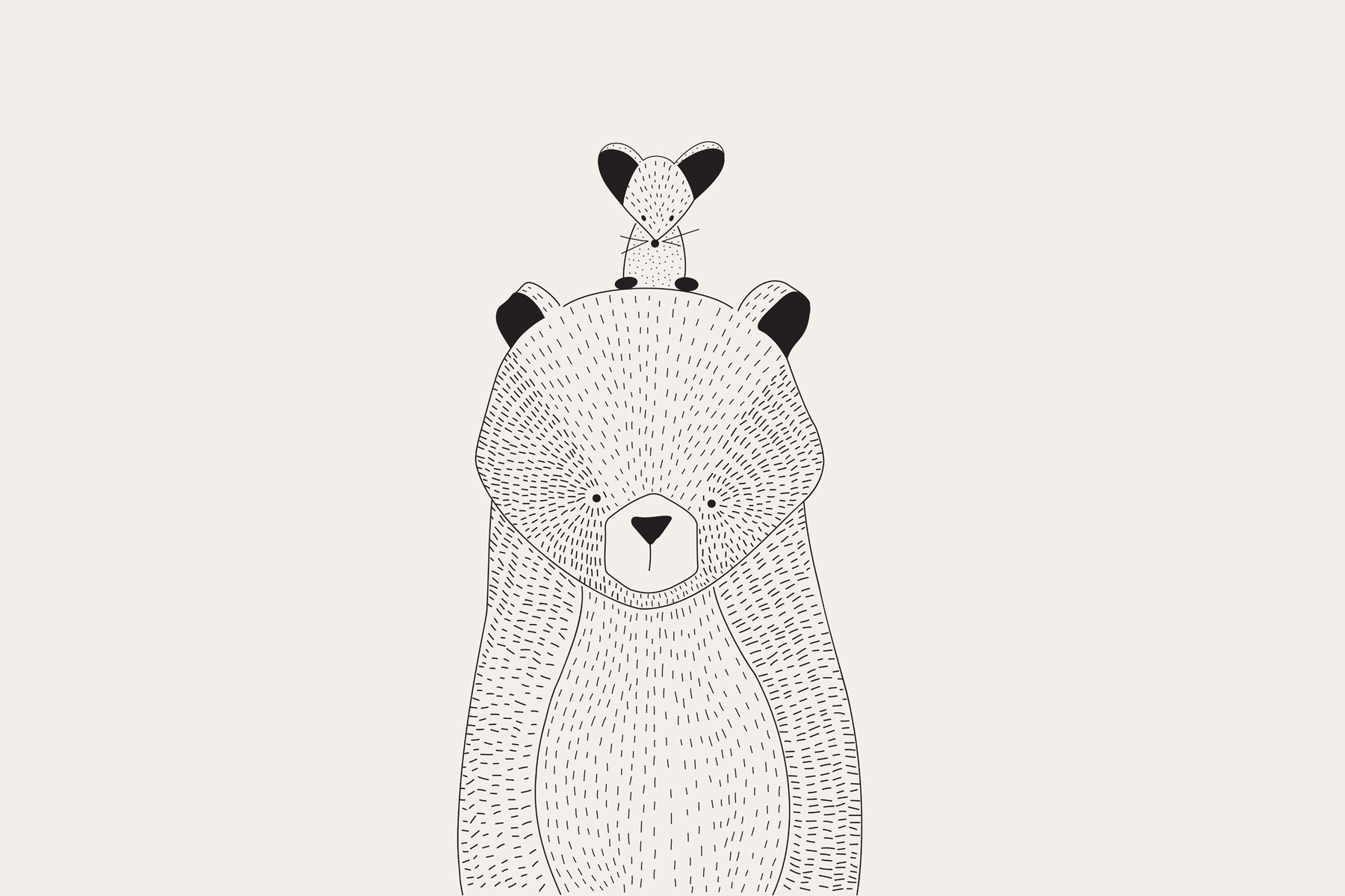 Um urso com um rato às costas u98483p - Um urso com um rato às costas