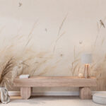 Papel de parede Um pássaro num campo de relva