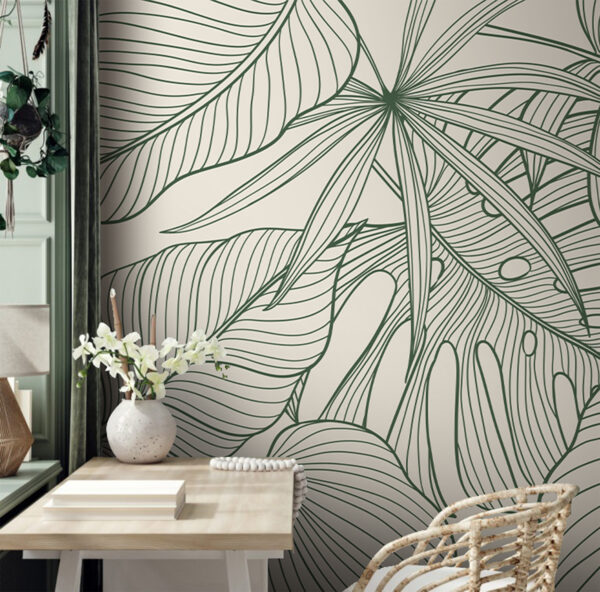 Desenho elegante com padrão de folhagem verde. Desenho elegante com padrão de folhagem verde.