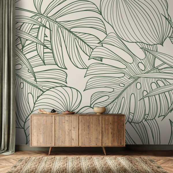 Desenho elegante com padrão de folhagem verde. Desenho elegante com padrão de folhagem verde.