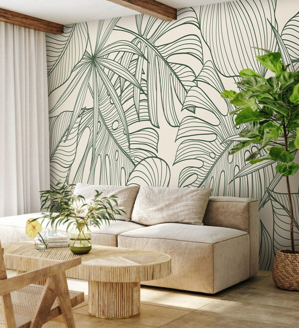 Desenho elegante com padrão de folhagem verde. Desenho elegante com padrão de folhagem verde.