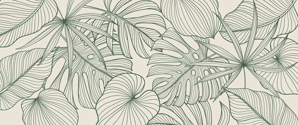 Desenho elegante com padrão de folhagem verde. Desenho elegante com padrão de folhagem verde.