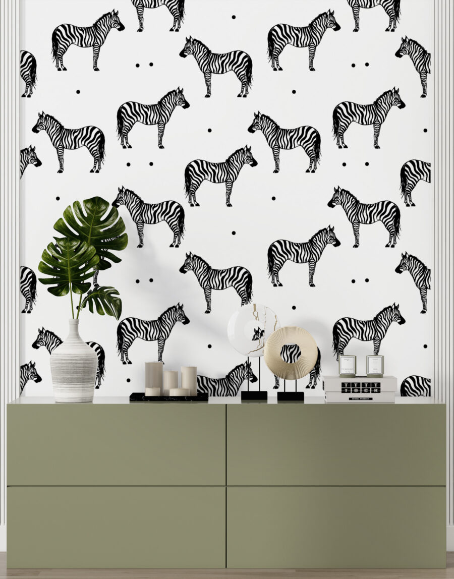 Um padrão de zebras sobre um fundo branco Um padrão de zebras sobre um fundo branco