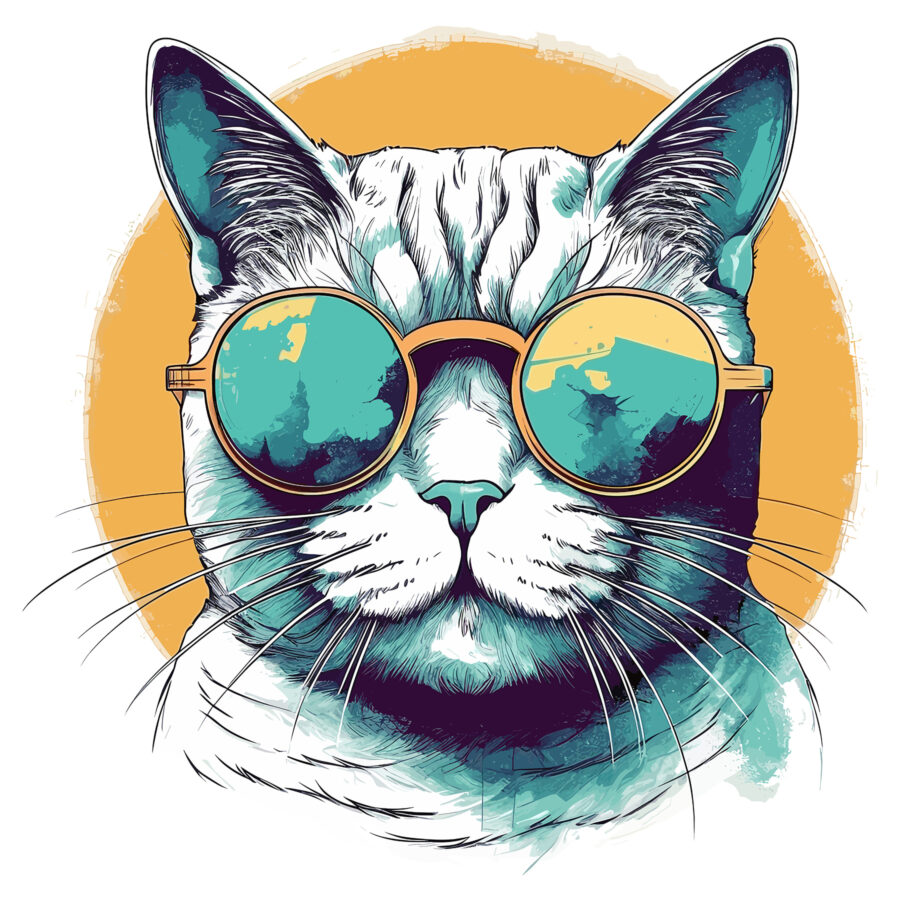Um gato com óculos de sol