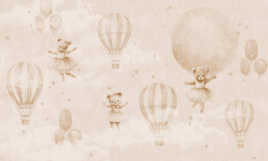 Um grupo de ursos de peluche e balões de ar quente Um grupo de ursos de peluche e balões de ar quente