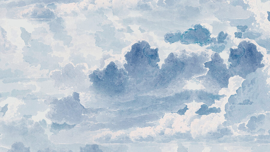 Um céu azul e branco com nuvens