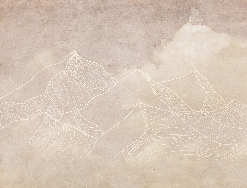Um desenho de montanhas e nuvens Um desenho de montanhas e nuvens