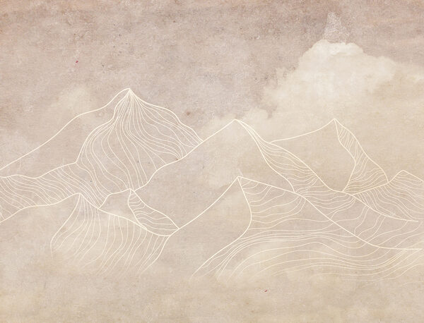 Um desenho de montanhas e nuvens Um desenho de montanhas e nuvens