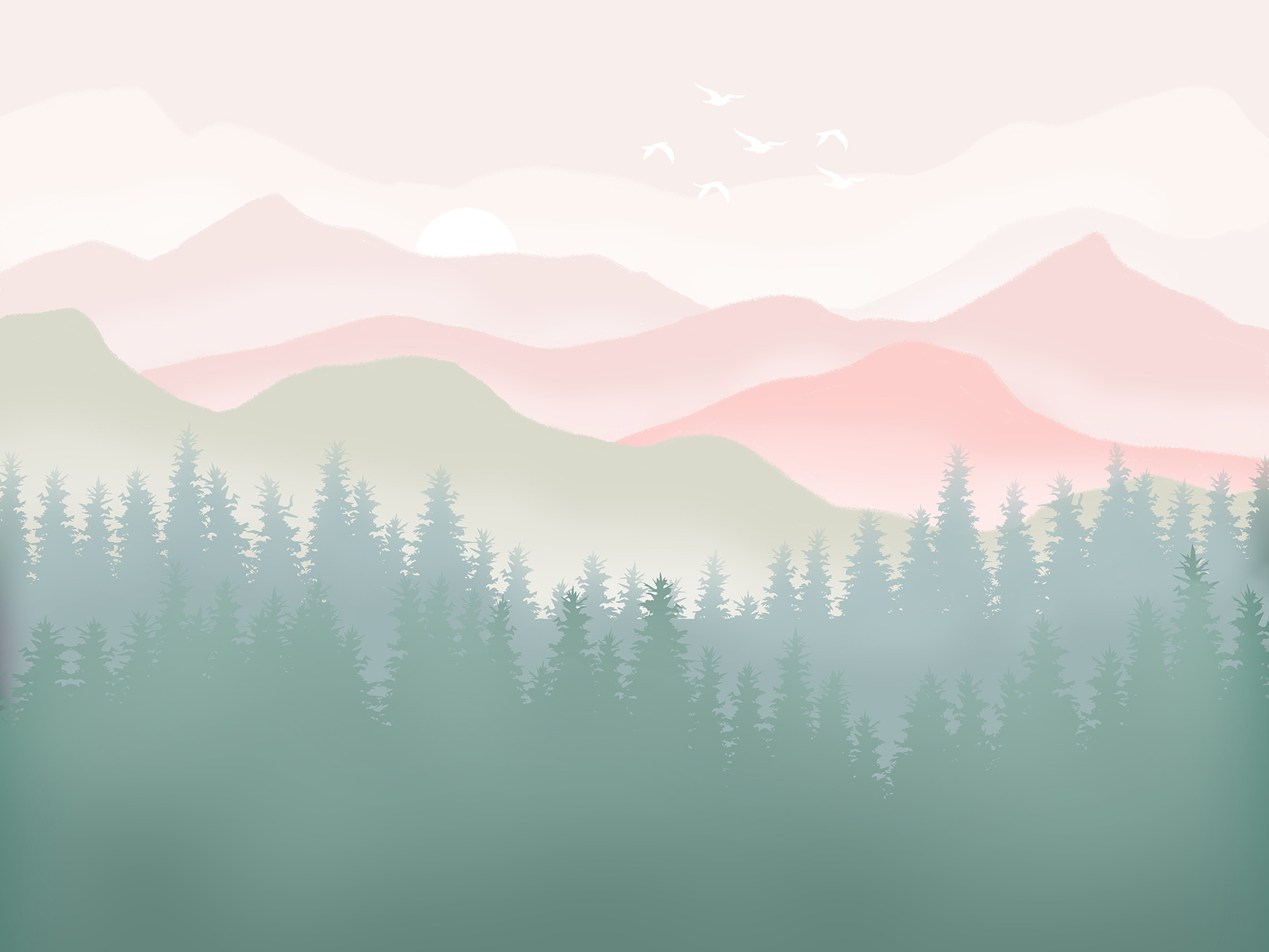 A landscape with trees and mountains A landscape with trees and mountains