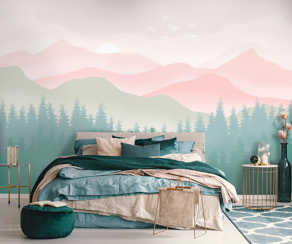 Papel de parede Uma paisagem com árvores e montanhas (REF: u98774) Papel de parede Papel de parede Uma paisagem com árvores e montanhas (REF: u98774)