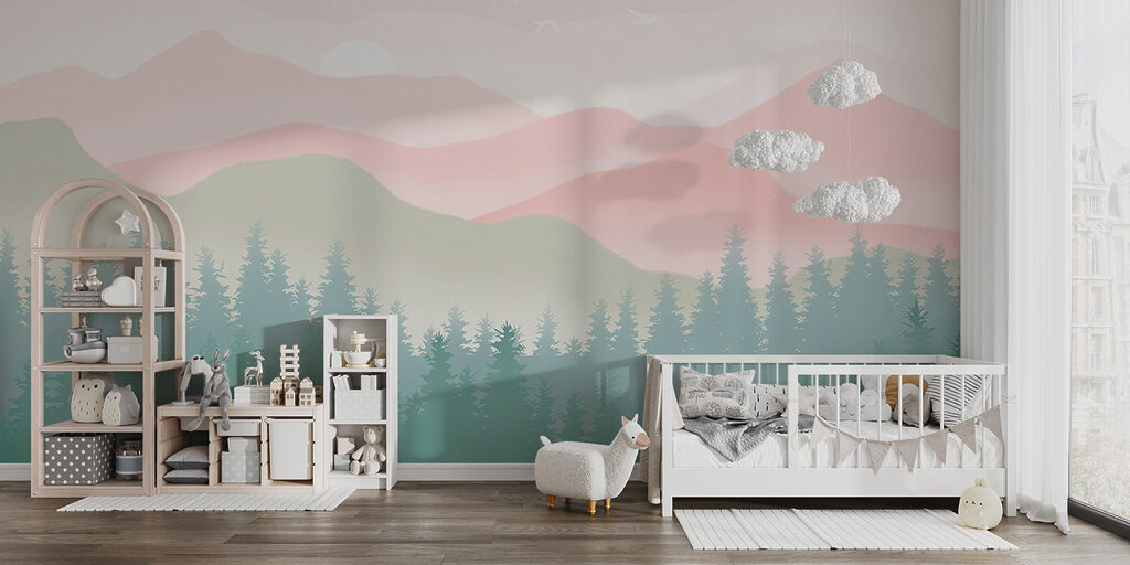 A landscape with trees and mountains A landscape with trees and mountains