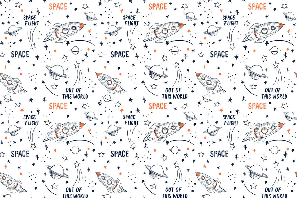 Um padrão de foguetões e estrelas Um padrão de foguetões e estrelas