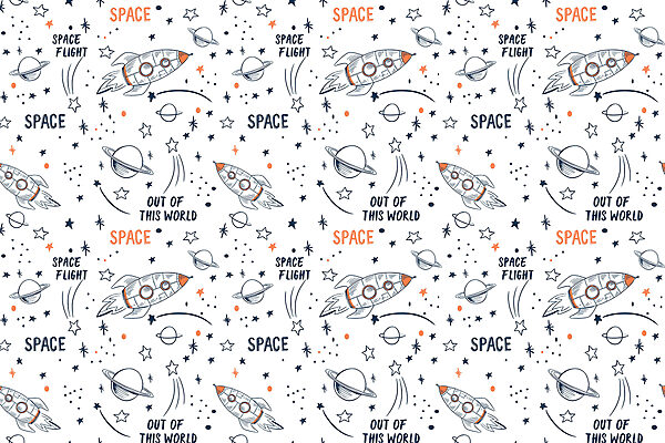 Um padrão de foguetões e estrelas Um padrão de foguetões e estrelas