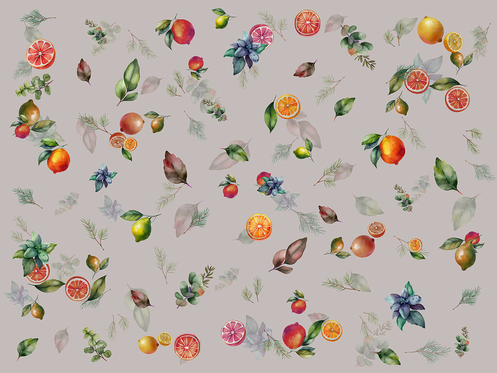 Um padrão de frutos e folhas Um padrão de frutos e folhas