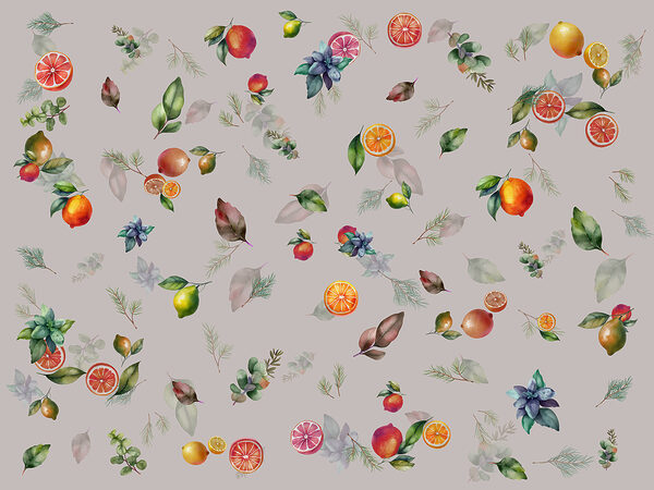 Um padrão de frutos e folhas Um padrão de frutos e folhas