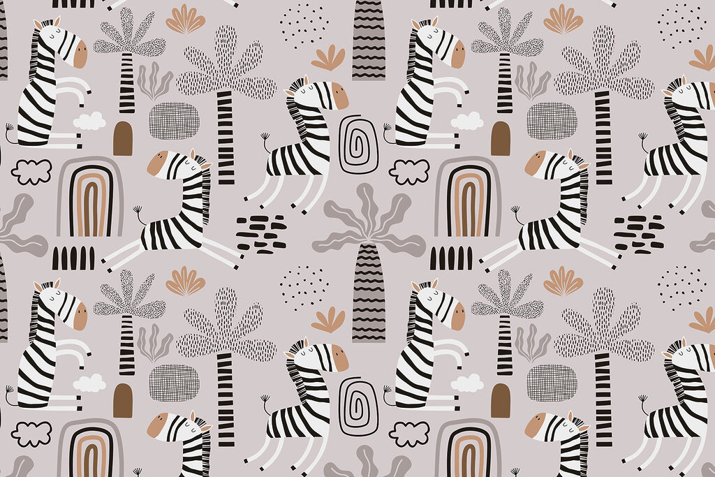 Um padrão de zebras e árvores Um padrão de zebras e árvores