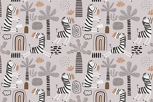 Um padrão de zebras e árvores Um padrão de zebras e árvores