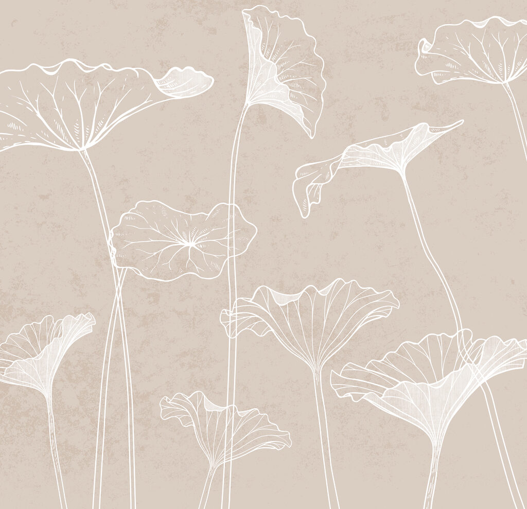 Um desenho de linha branca de flores Um desenho de linha branca de flores