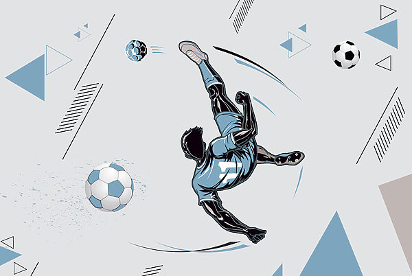 Um jogador de futebol a pontapear uma bola Um jogador de futebol a pontapear uma bola