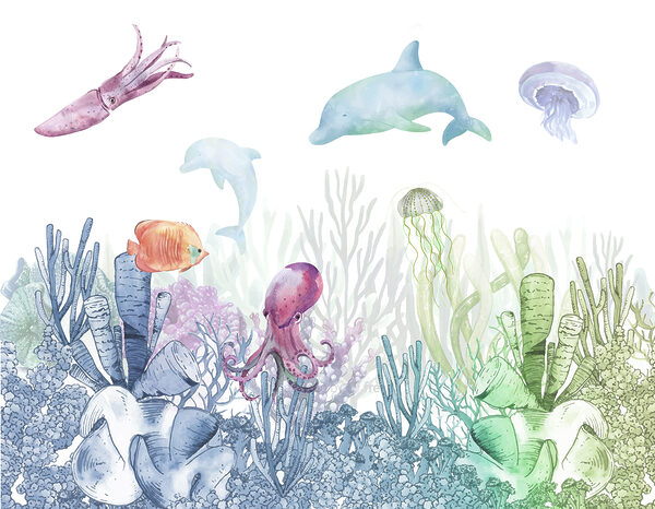A watercolor of a sea life A watercolor of a sea life