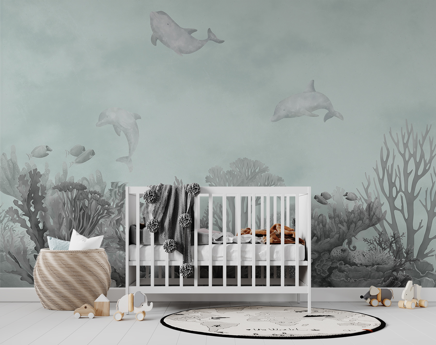 A group of dolphins swimming in the ocean