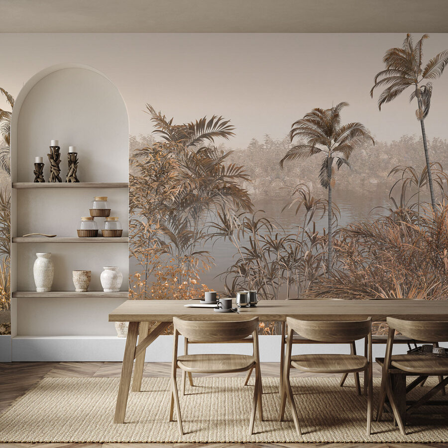 Um pântano com plantas e flores