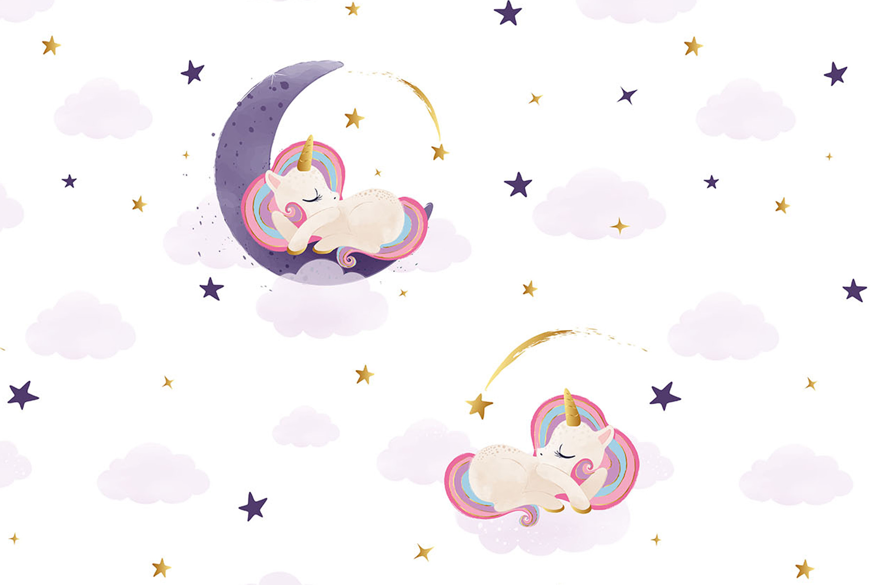 A unicorns sleeping on the moon