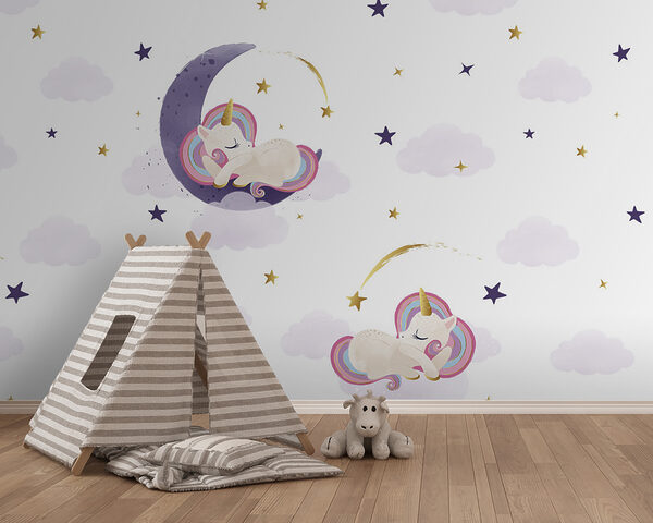 Um unicórnio a dormir na lua Um unicórnio a dormir na lua