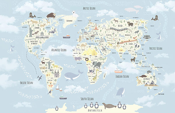 Um mapa do mundo com animais Um mapa do mundo com animais