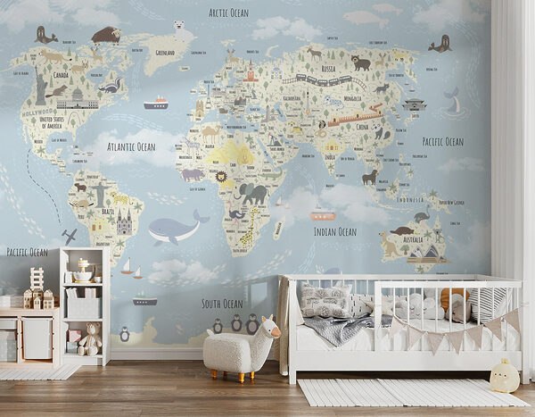 Um mapa do mundo com animais Um mapa do mundo com animais