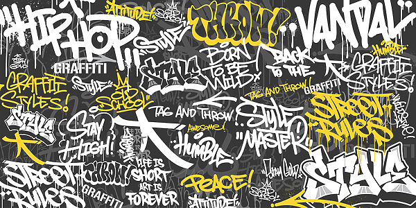 Um graffiti preto e amarelo Um graffiti preto e amarelo