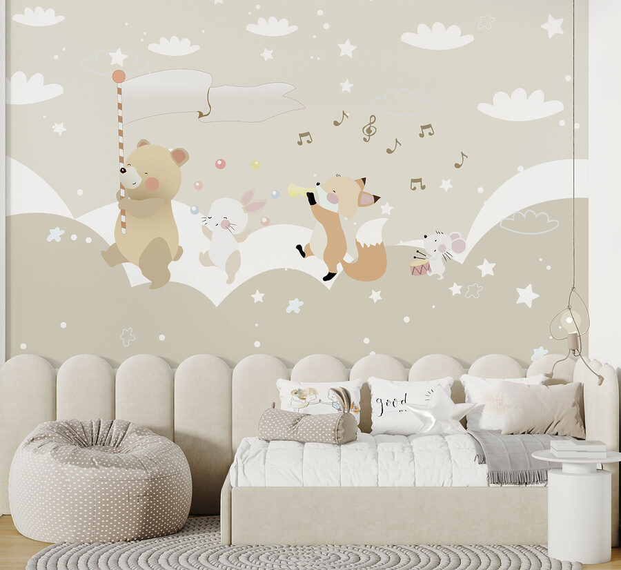 Papel de parede Um animal de desenho animado a tocar música