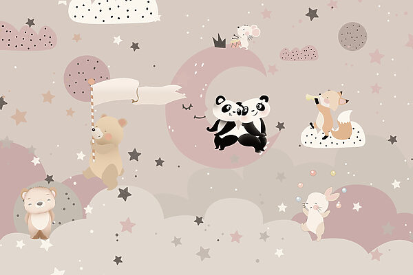 Um desenho animado de animais na lua Um desenho animado de animais na lua