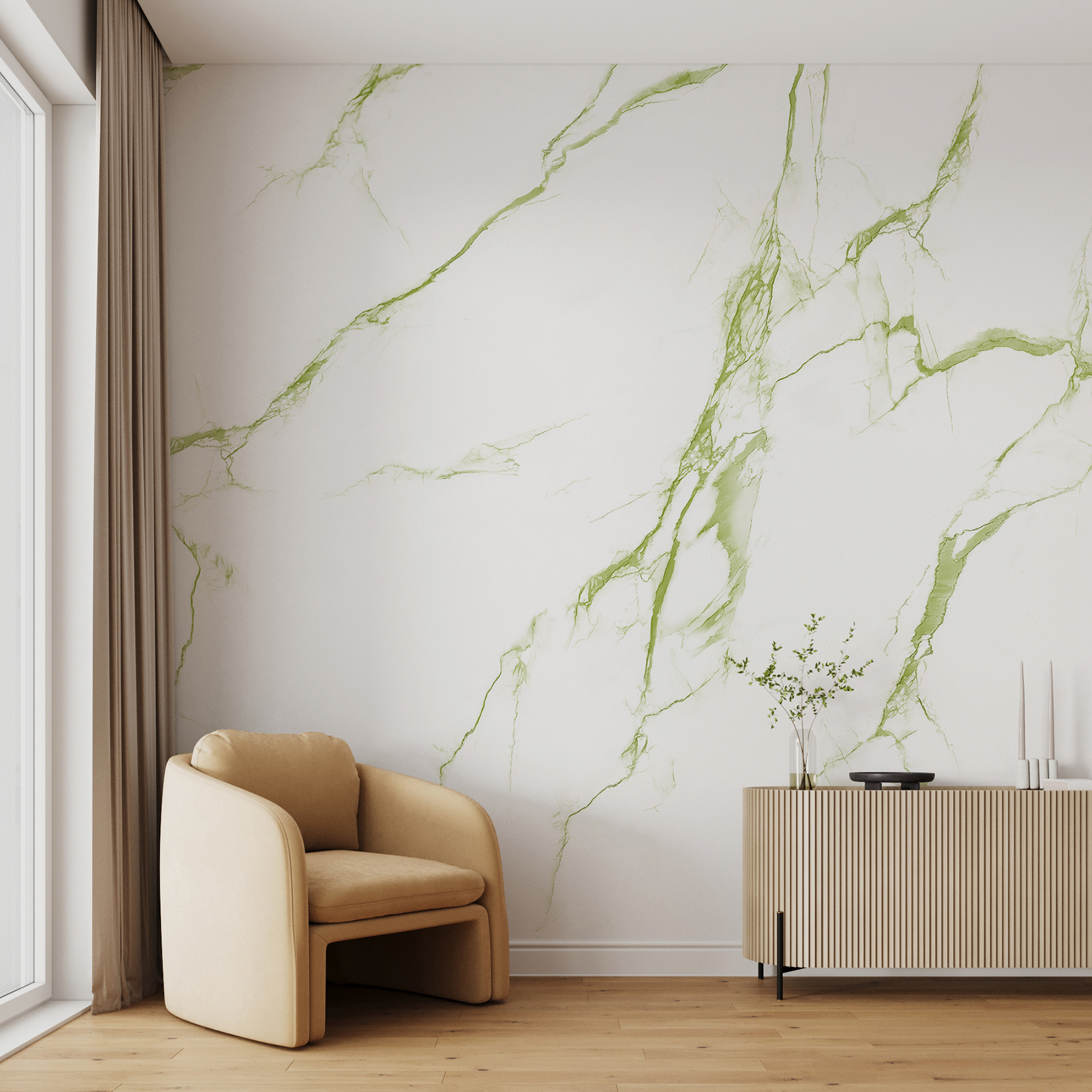 A white and green marble