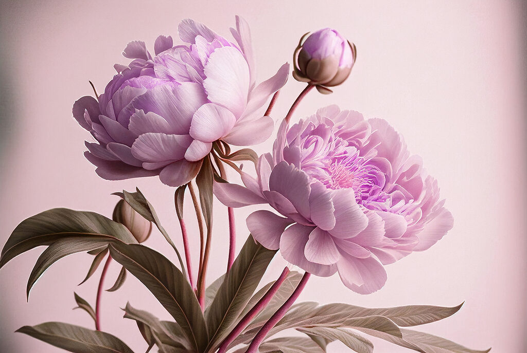 Elegantes peónias cor-de-rosa em suave floração. Elegantes peónias cor-de-rosa em suave floração.