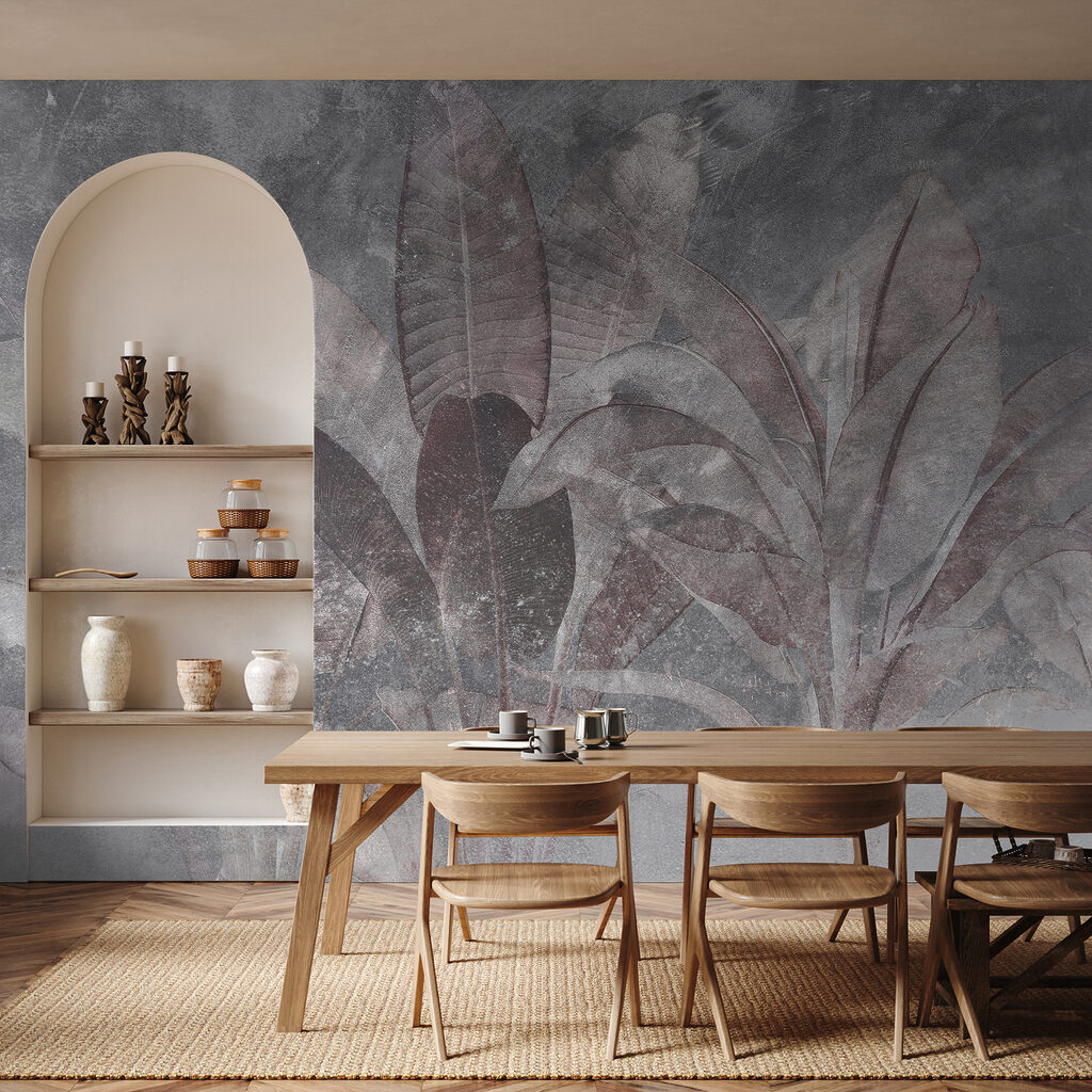 Muted leaves on textured background